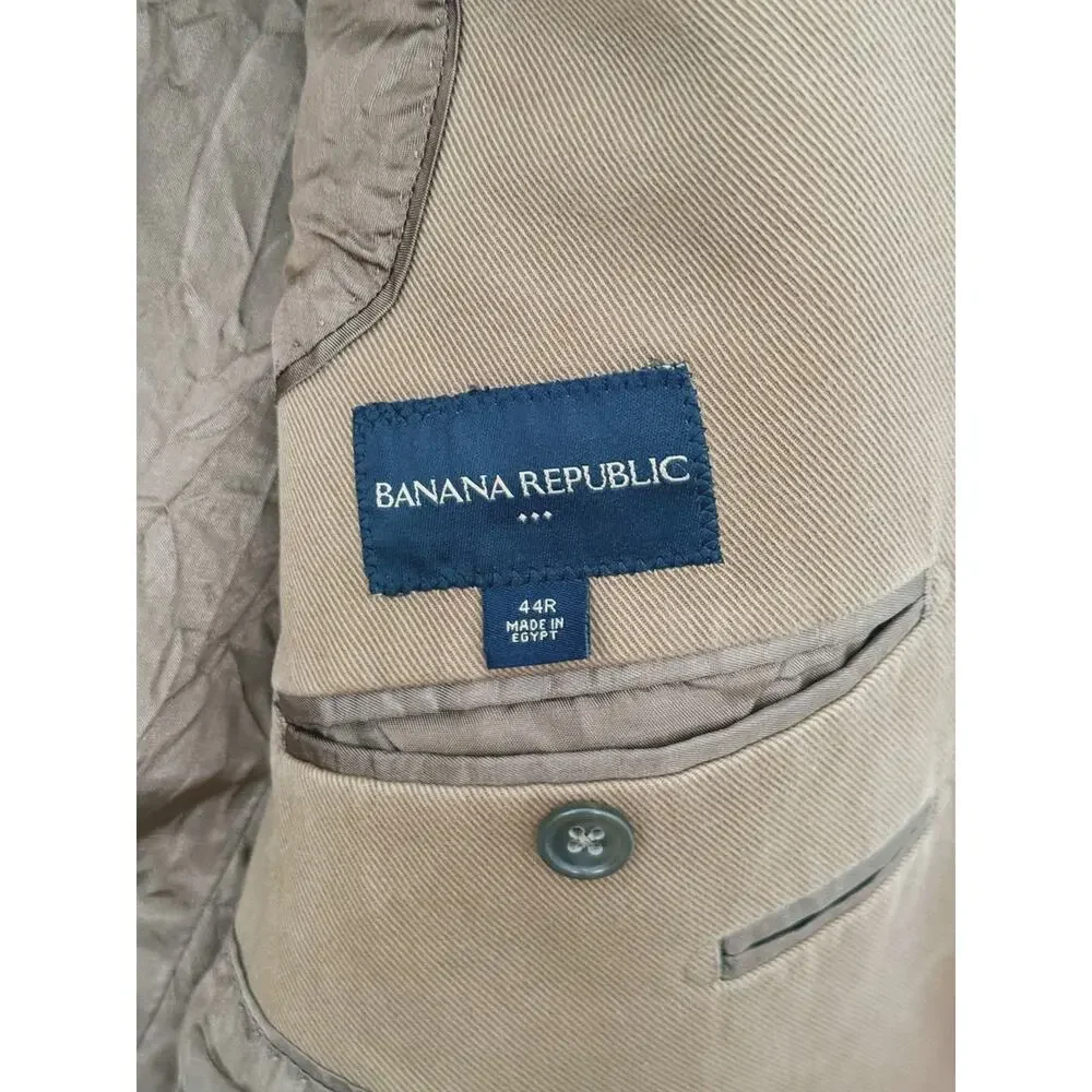 Banana Republic Mens Cotton Blazer Sports Coat Size 44 Tan Business Prep Classic